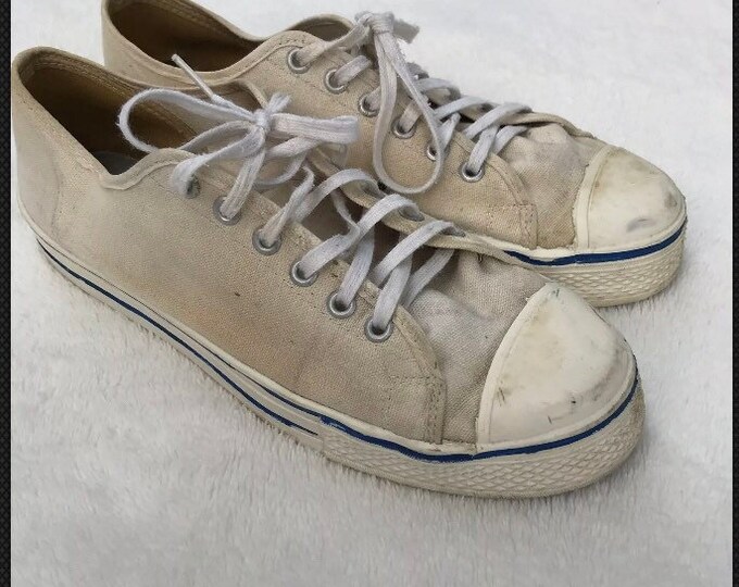 RARE VTG 60s Early 70s K Mart Low Top Canvas Basketball Shoes M 9 USA ...
