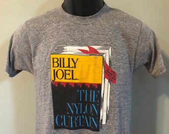 Vtg 1982 Billy Joel Raglan Jersey Style Concert T-shirt Gray M 80s