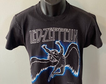 1984 Led Zeppelin Band Shirt Vintage 80s Tee Icarus Concert Tour Swan Song Festival Jimmy Page Robert Plant Single Stitch Screen Star Medium