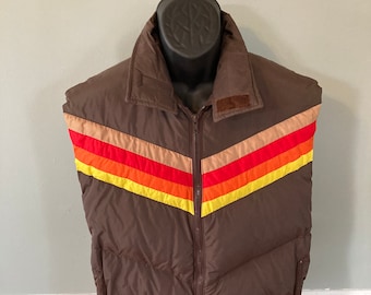 That 70s Show Rainbow Vest Vintage Kelso Ashton Kutcher Antler Down Feather Ski Winter Snow Puffy Puffer Jacket Coat Colorblock Retro XS
