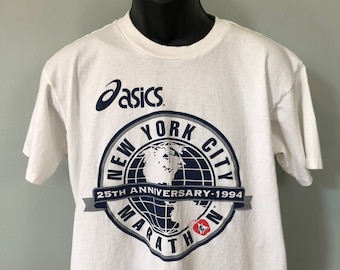 1994 New York City Marathon Shirt Vintage 90s Tee 25th Anniversary Asics Volunteer Running NYRRC Manhattan NYC Brooklyn Jogging Activewear L