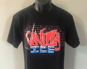 1990 Vanilla Ice Concert Tour Shirt Vintage Rap Tee Band Ice Ice Baby To The Extreme Neon Hip Hop Play Funky Music Softee Made USA XL