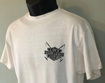 1992 Ralph Lauren Lawn Party Club Camisa Vintage Tee 90s 5th Annual Memorial Day Polo Sport Cape Cod Hamptons Yacht Hanes Beefy USA Large