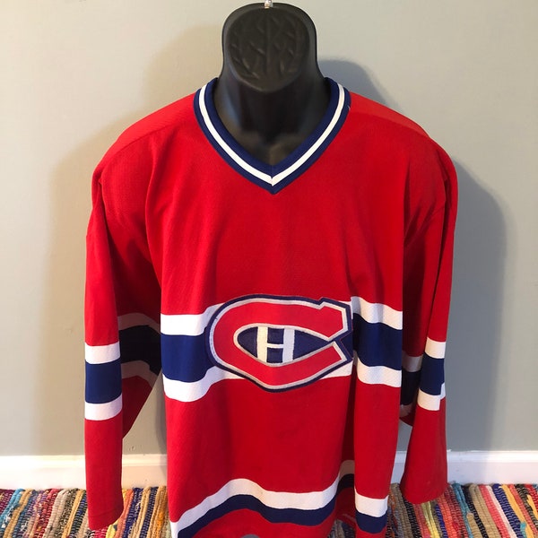 90s Montreal Canadiens Jersey Vintage Hockey NHL Canada Long Sleeve Striped Shirt Made In USA Ccm Large