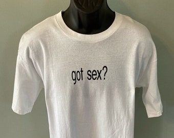 Anni '90 HAI SESSO? Camicia Vintage Tee San Valentino Regalo Bianco Strip Club Las Vegas Casino All Sport Mtv Music Video Rock Roll Single Stitch XL