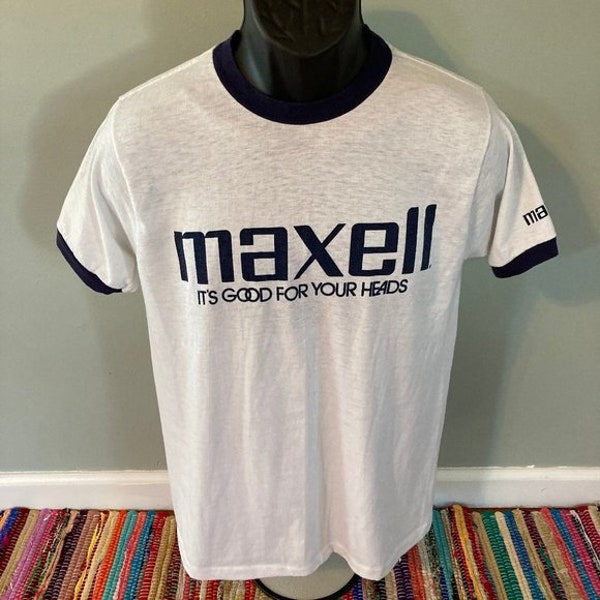 80s Maxell Cassette Tape Shirt Vintage Tee Pop Culture Chair TV Commercial Music Analog Record Player Vinyl MTV Single Stitch Anvil Large