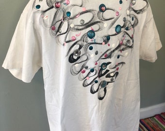 80s Beaded Brush Stroke Shirt Vintage Tee Zee Wear