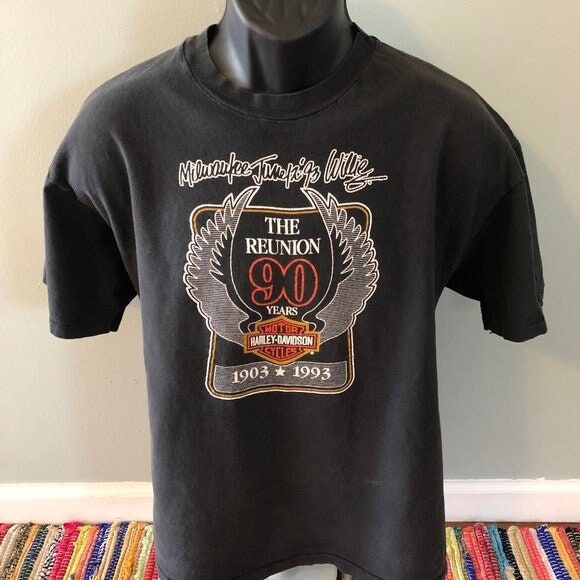 Size L Made in USA 1993 Vintage 90's Harley Davidson American Biker Motorcycle T-shirt