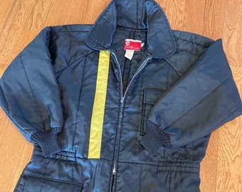 1983 Snow Suit Jacket Onesie Vintage 80s Winter Puffer Coat Ski Snowboard Skiing Windbreaker Shell Water Proof Black Yellow XL