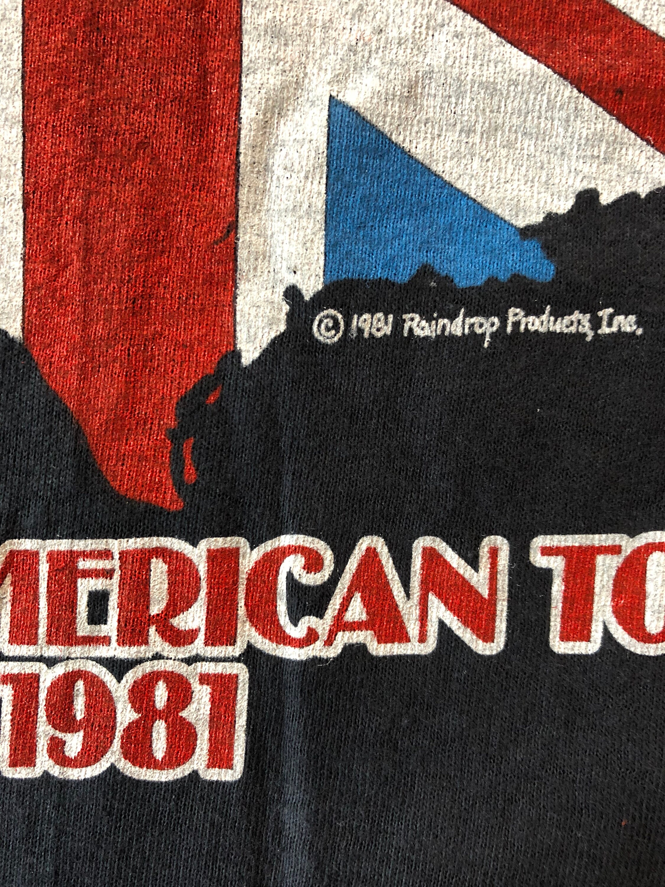 T-shirt Rolling Stones North American Tour 1981 – Taille M, Couleur Bleu, Réimpression, Occasion Très Bon état