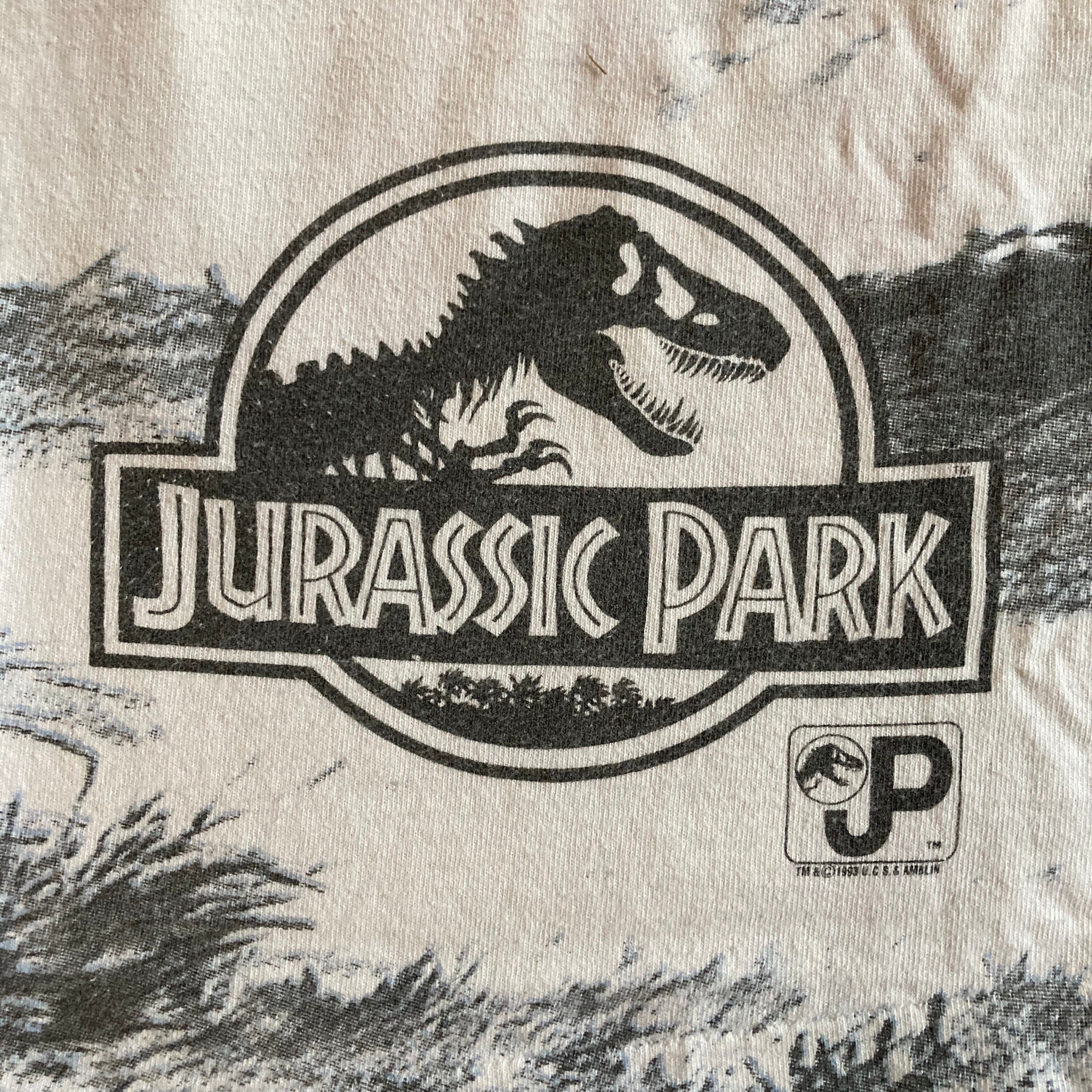1993 Jurassic Park Tyrannosaurus Rex All Over Print Shirt Vintage