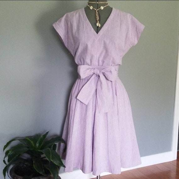 purple seersucker dress