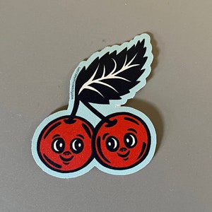 Retro Cherries Sticker | Waterproof | Laptop Sticker | Phone Sticker | Water Bottle Sticker | Waterproof Sticker