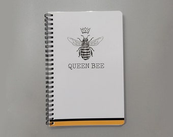Queen Bee Journal, Bee journal, Lined Journal, Spiral Journal, Notebook, Bees