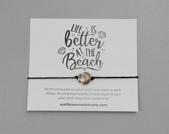 Wish Bracelet, Life Is Better At The Beach Wish Bracelet, Tie On Wish Bracelet, Wish Bracelet Party Favor, Tie On Bracelet, Beach