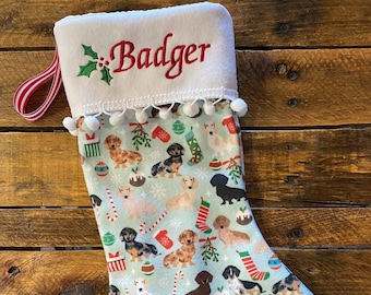 Dachshund Christmas Stocking / Personalized Stockings / Dachshund Gifts / Stockings for Dogs / Dachshund Decor / New Dog or Puppy Gift