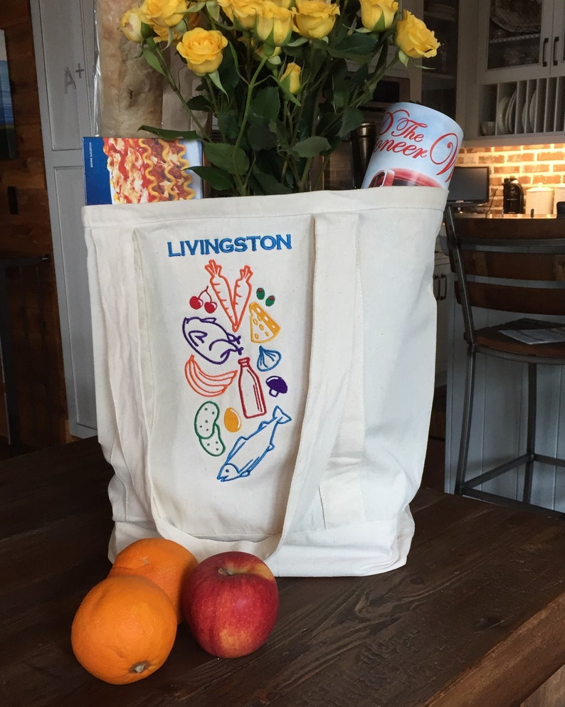 Personalized Tote Bag Grocery Tote Market Tote Bag Canvas Tote Recyclable Tote Bag Reusable Grocery Bag