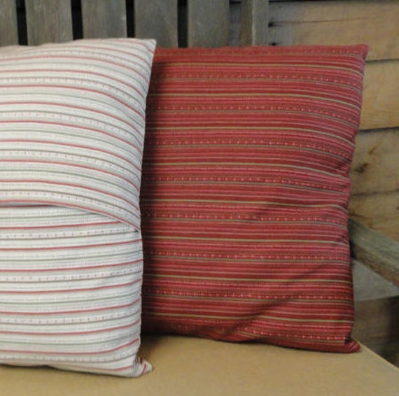 Red And White Striped Pillow Cover Gifts Under 25 18x18 Etsy