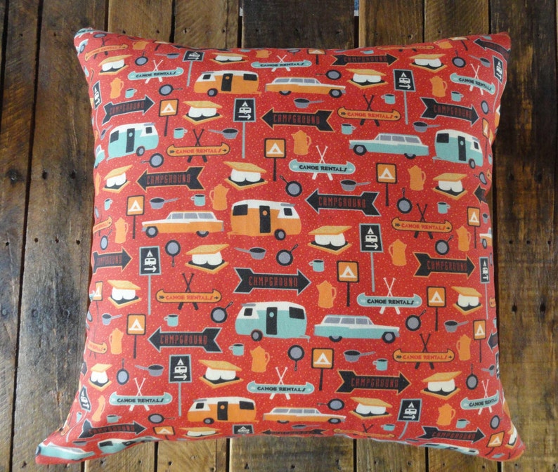 Camping Pillow Cover // Gift for Campers // RV Gift // 18x18 Etsy