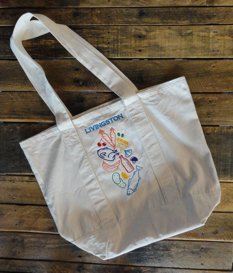 Personalized Tote Bag Grocery Tote Market Tote Bag Canvas Tote Recyclable Tote Bag Reusable Grocery Bag