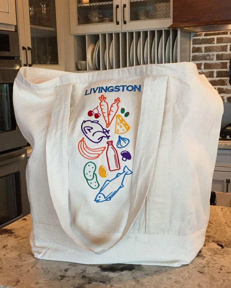 Personalized Tote Bag Grocery Tote Market Tote Bag Canvas Tote Recyclable Tote Bag Reusable Grocery Bag