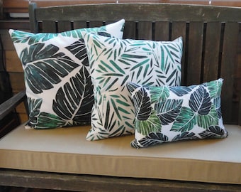 Tropical Leaves Pillow Cover Set // ONLY ONE LEFT // Palm Leaves // Monstera // 22x22, 20x20, 18x12