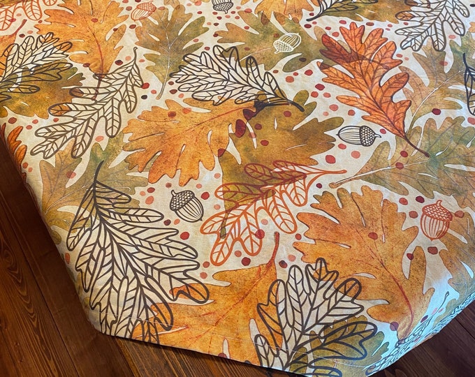 Fall Leaves Table Throw / Square Tablecloth / Thanksgiving Table Topper