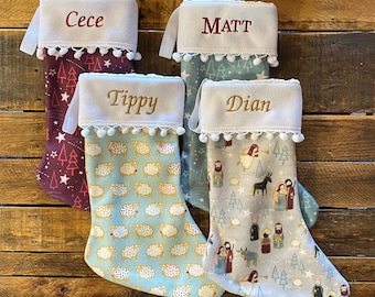 Nativity Christmas Stocking Collection / Personalized Stockings / Religious Gifts / Reason for the Season / Stockings for Mom, Dad, Child