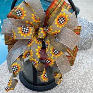 Fall Bow for lantern, lantern topper Bow, present bow, autumn decor, fall wreath bow, fall decorating,