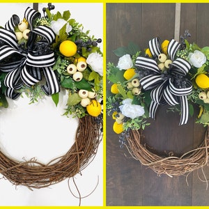 Lemon kitchen wreath, year around wreath, everyday lemon wreath, pantry wreath, lemon decor, minimalist wreath image 8