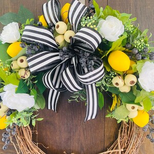 Lemon kitchen wreath, year around wreath, everyday lemon wreath, pantry wreath, lemon decor, minimalist wreath image 6