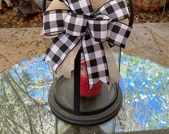 Buffalo check Bow, lantern topper , lantern Bow, present bow, autumn decor, fall wreath bow, home decorating, gift for her