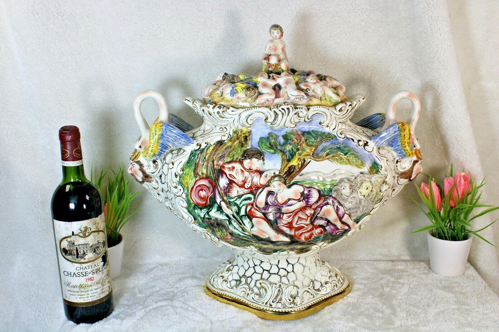 Soupière Ovale Avec Plat Capodimonte - Centre De Table - Made In Italy 1970