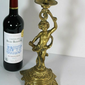 Antique french bronze putti cherub candle holder candlestick