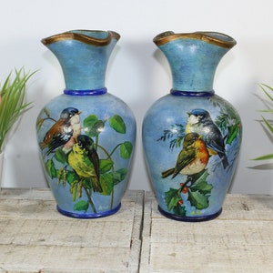 Canevas vintage tropical aux trois perroquets Ara fait main