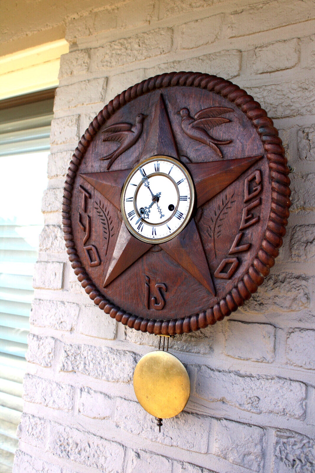 Antique Flemish Wood Carved Wall Clock Time is Money Text Etsy