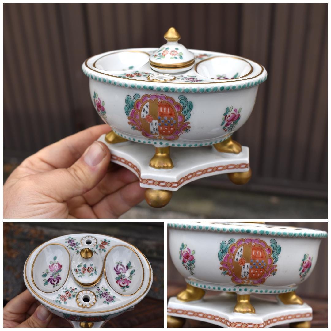 French Samson Decor Porcelain De Paris Marked Inkwell - Etsy