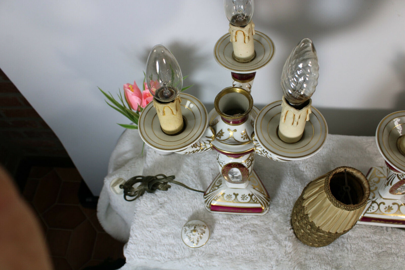 Pair French Limoges Porcelain Lamps Landscape Decor Marked Etsy