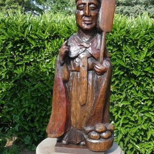 Antique french wood carved rare large saint honore patron bakery