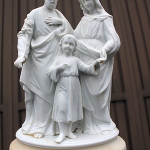 Antique bisque porcelain holy family statue religious