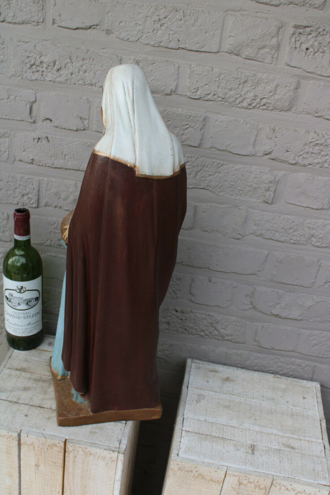 Xl french antique chalkware saint anne anna mary mother Etsy