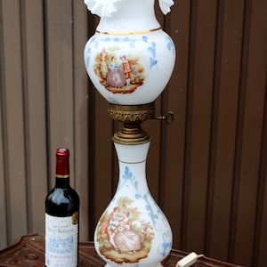 Vintage opaline white glass romantic decor lamp  1960