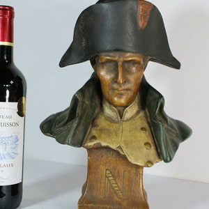 Estatua de busto de tiza francesa vintage napoleón bonaparte