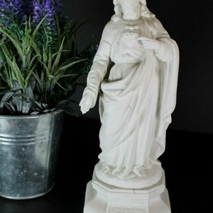 Antike französische letu mauger bisque Porzellan Heiliges Herz Christus Figur Statue