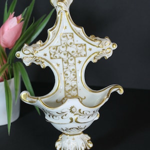 Antique french vieuw paris porcelain holy water font religious