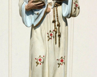 Rara statua di gesso antico di sant'antonio vernice bianca religiosa