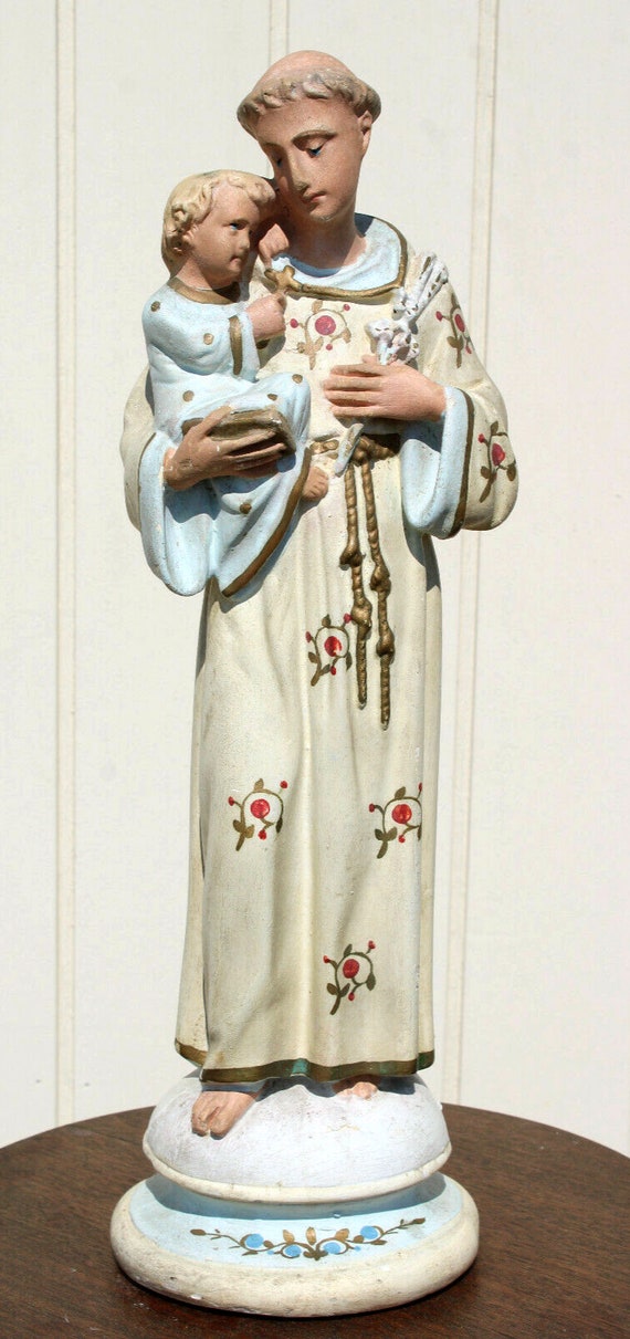 Rare Antique Chalk Statue of Saint Anthony White Paint Etsy