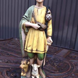 Antique rare statue of saint gratien d&#39;amiens   religious chalk