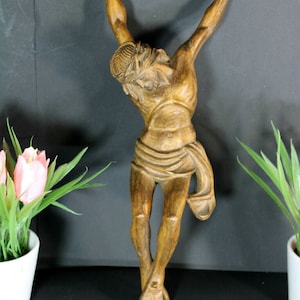 Antique french wood carved jansenism christ for crucifix religious