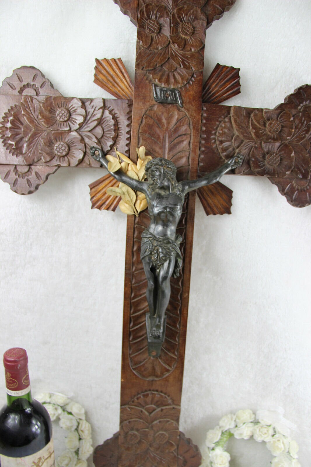 Xxl 33 wood carved religious altar church crucifix Etsy